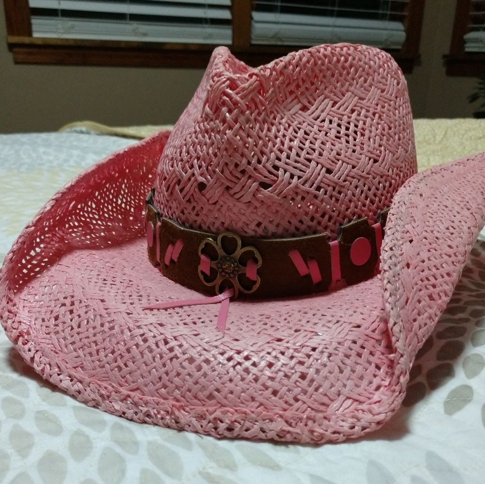 Bullhide ladies pink cowboy hat with light tan